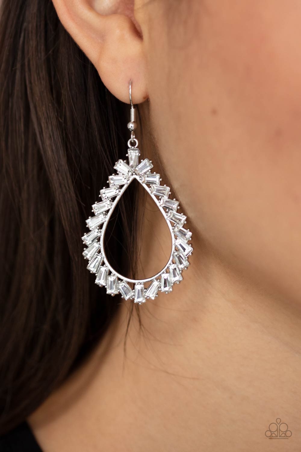 Paparazzi - Stay Sharp - White Earrings