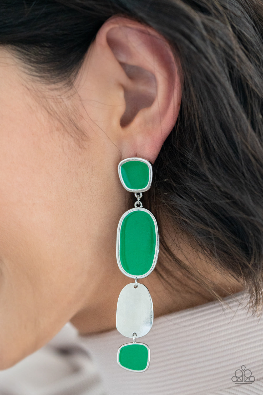 Paparazzi - All Out Allure - Green Earrings
