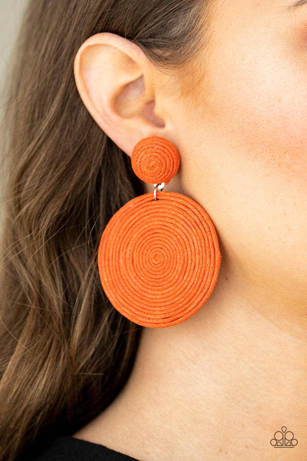 Paparazzi - Circulate The Room - Orange Post Earrings