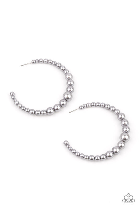 Paparazzi- Glamour Graduate - Silver Hoop Earrings