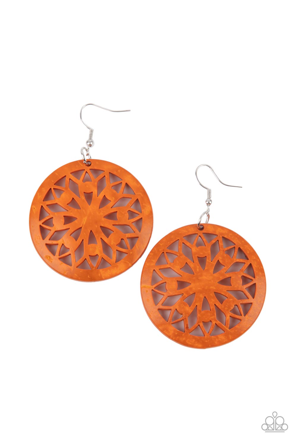 Paparazzi - Ocean Canopy - Orange Wooden Earrings