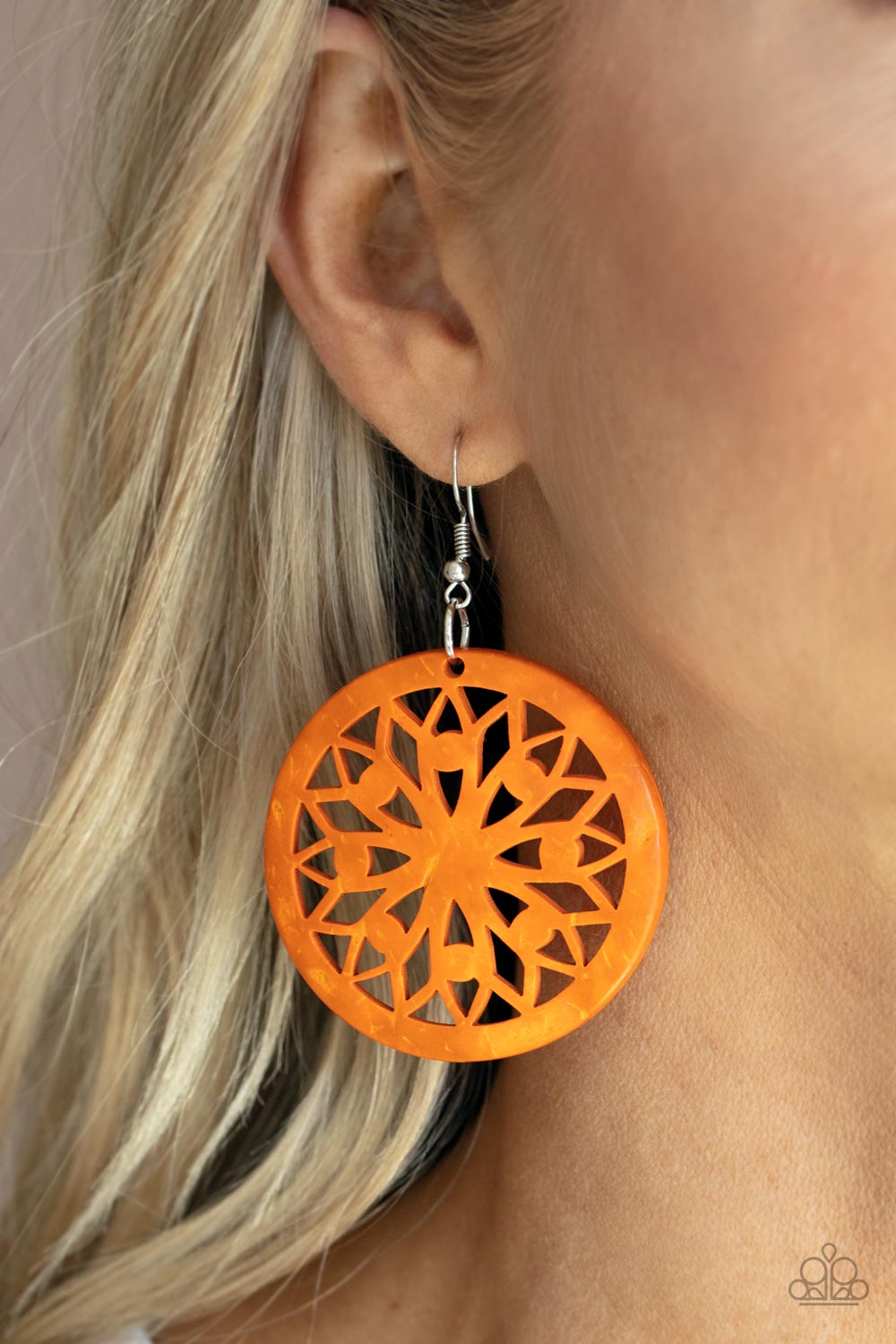 Paparazzi - Ocean Canopy - Orange Wooden Earrings