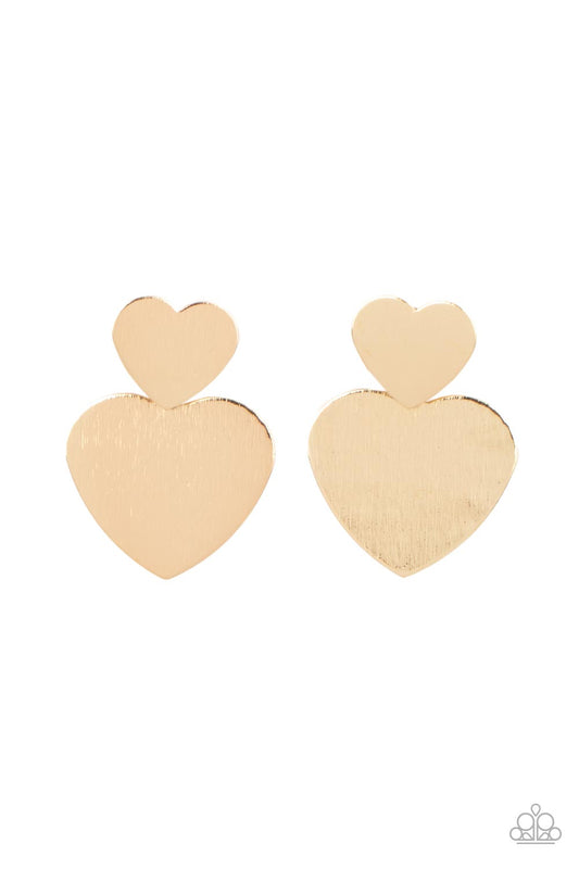 Paparazzi - Heart-Racing Refinement - Gold Post Earrings