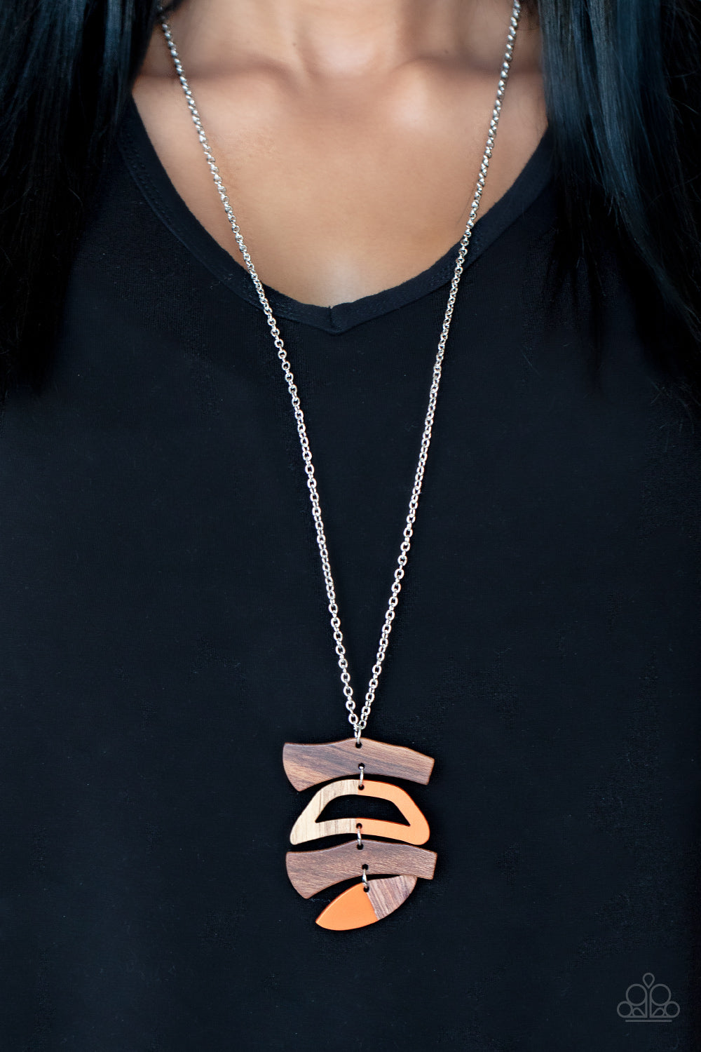 Paparazzi - A WOODWORK In Progress - Orange Necklace