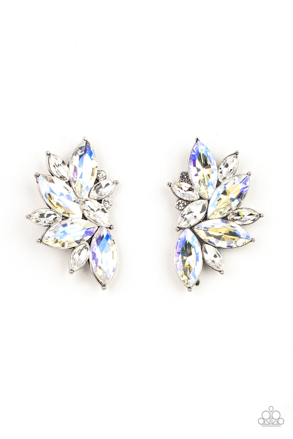 Paparazzi - Instant Iridescence - White Post Earrings