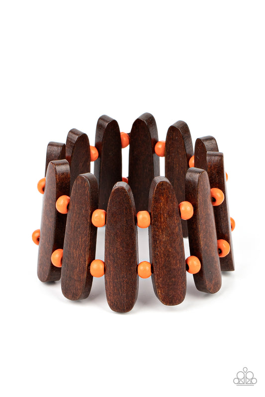 Paparazzi - Coronado Cabana - Orange Wooden Bracelet