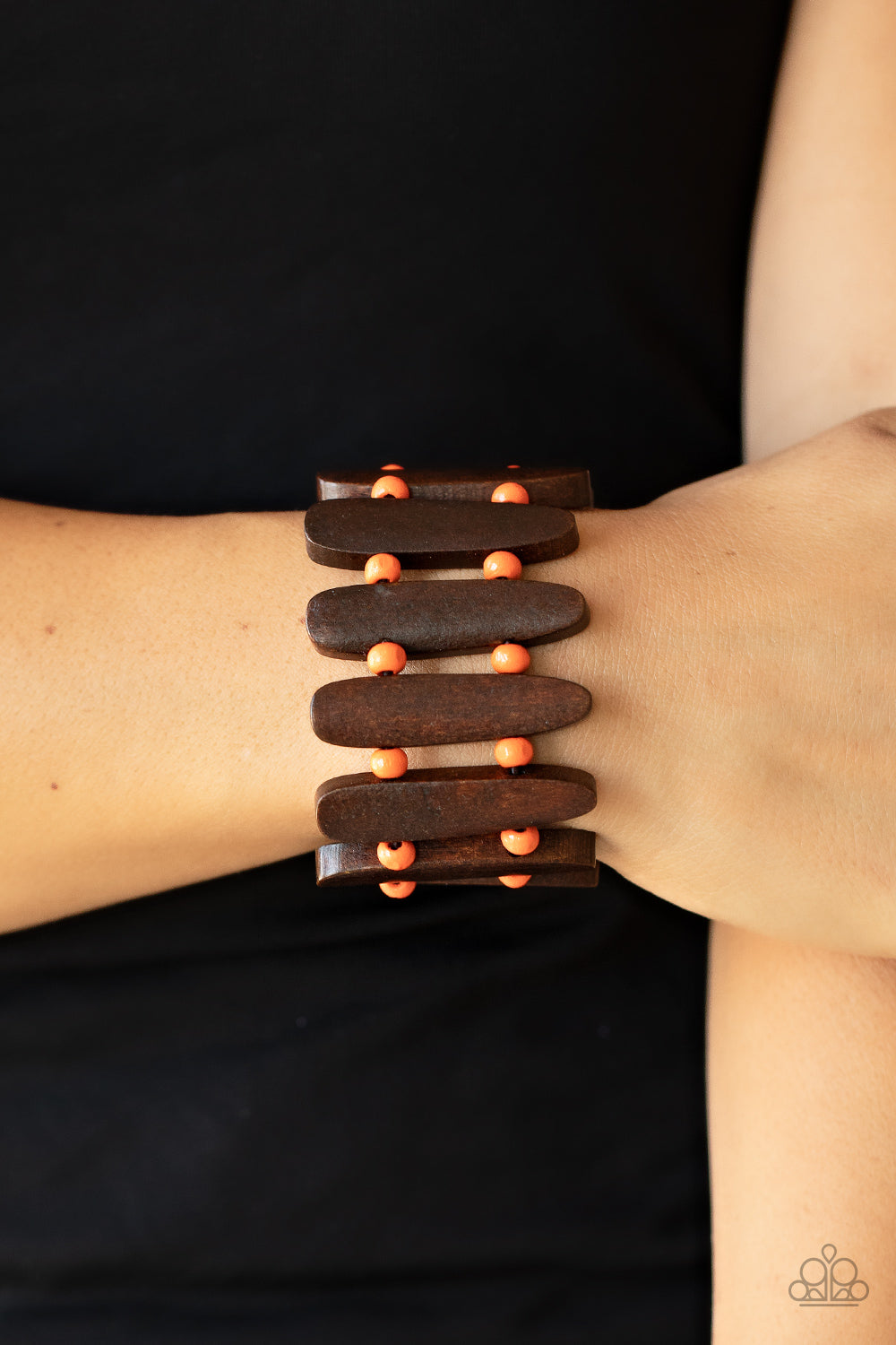 Paparazzi - Coronado Cabana - Orange Wooden Bracelet