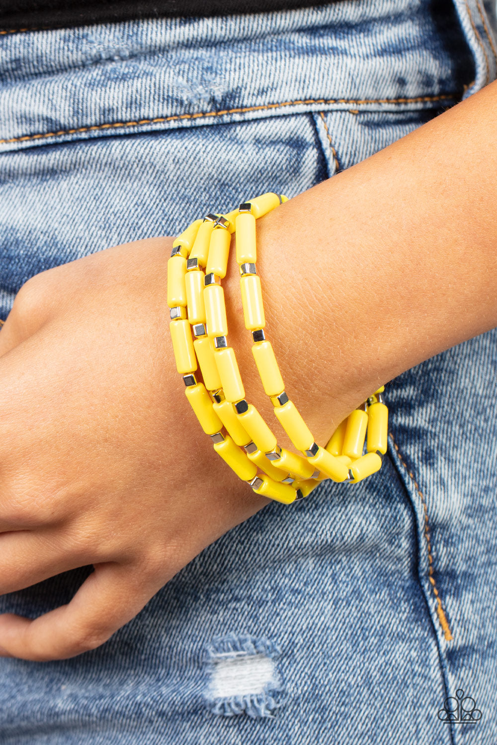 Paparazzi - Radiantly Retro - Yellow Bracelet