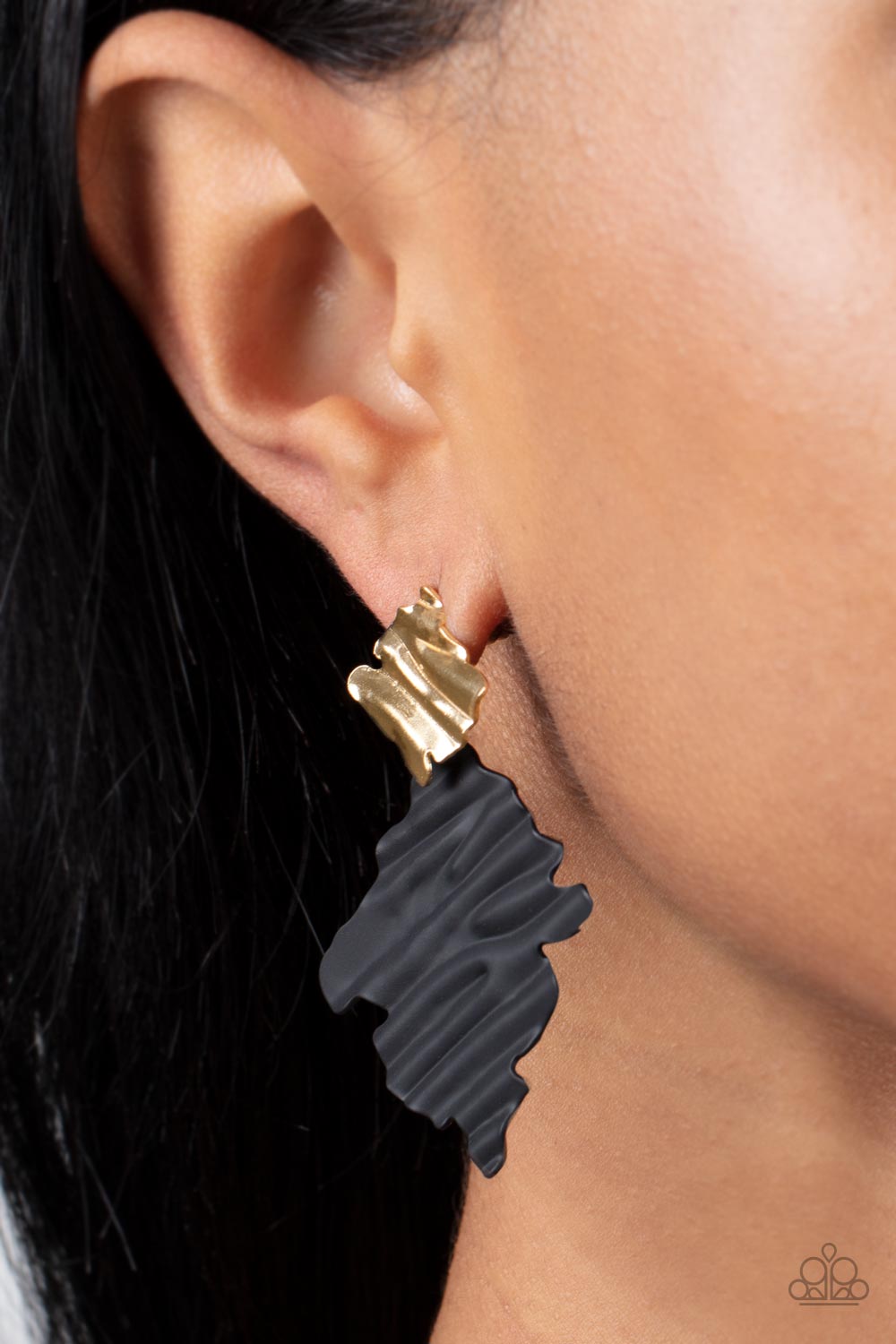 Paparazzi - Crimped Couture - Gold Post Earrings