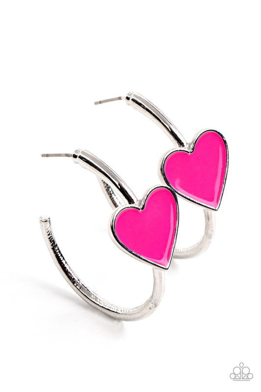 Paparazzi - Kiss Up - Pink Hoop Earrings