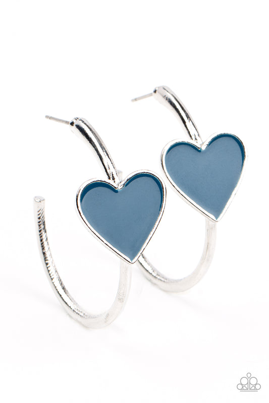 Paparazzi - Kiss Up - Blue Hoop Earrings