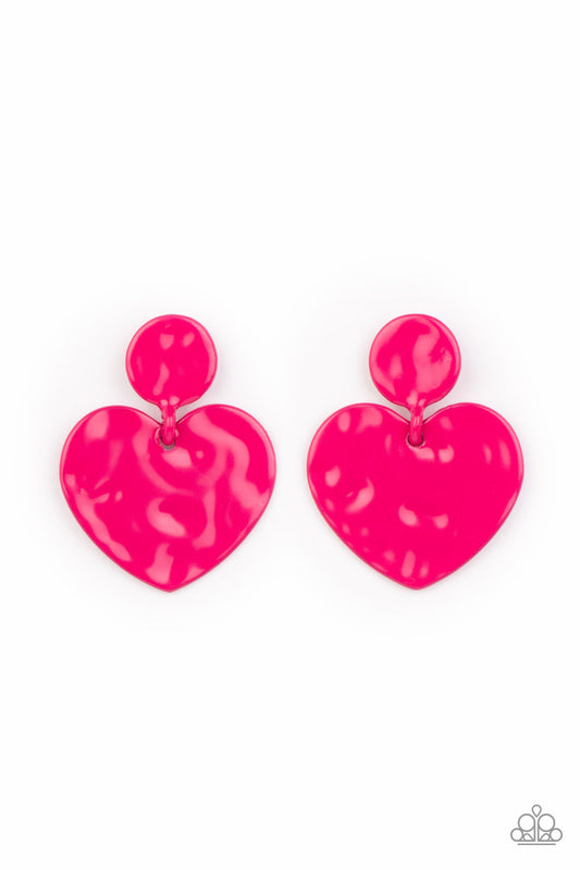 Paparazzi - Just a Little Crush - Pink Post Earrings