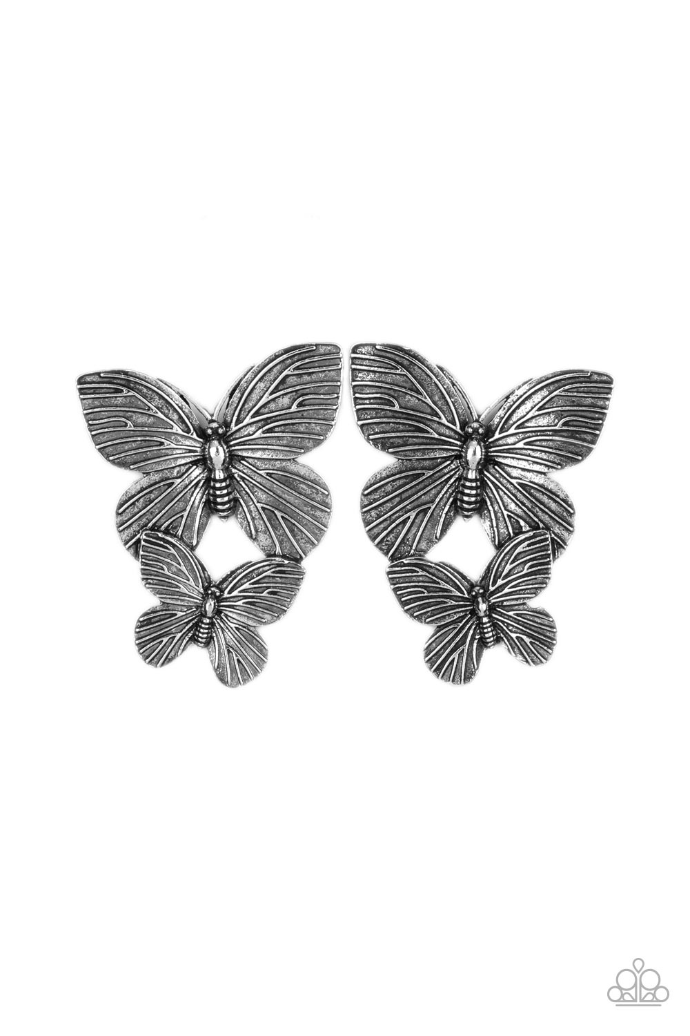 Paparazzi - Blushing Butterflies - Silver Post Earrings