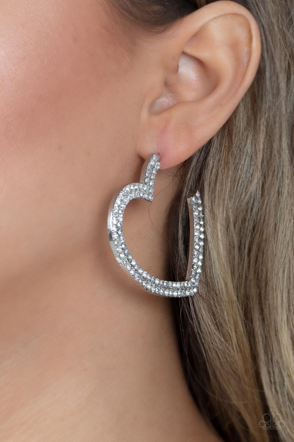 Paparazzi - AMORE to Love - White Hoop Earrings
