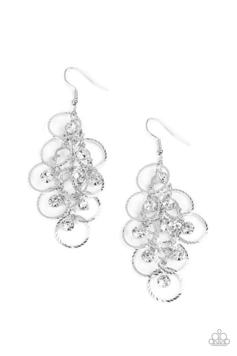 Paparazzi - Head Rush - White Earrings