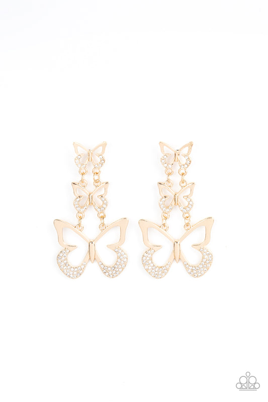 Paparazzi - Flamboyant Flutter - Gold Post Earrings