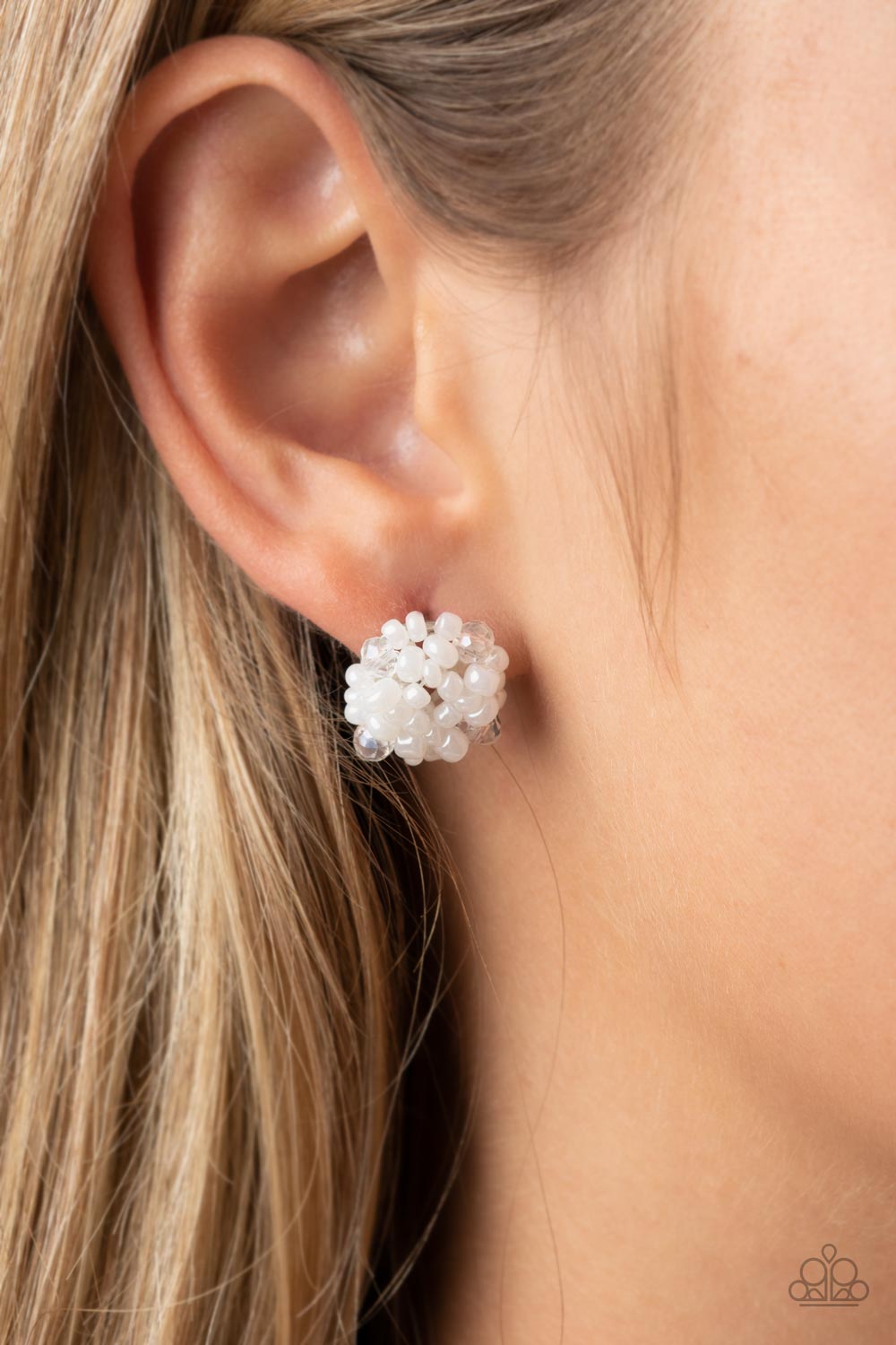 Paparazzi - Bunches of Bubbly - White Post Earrings