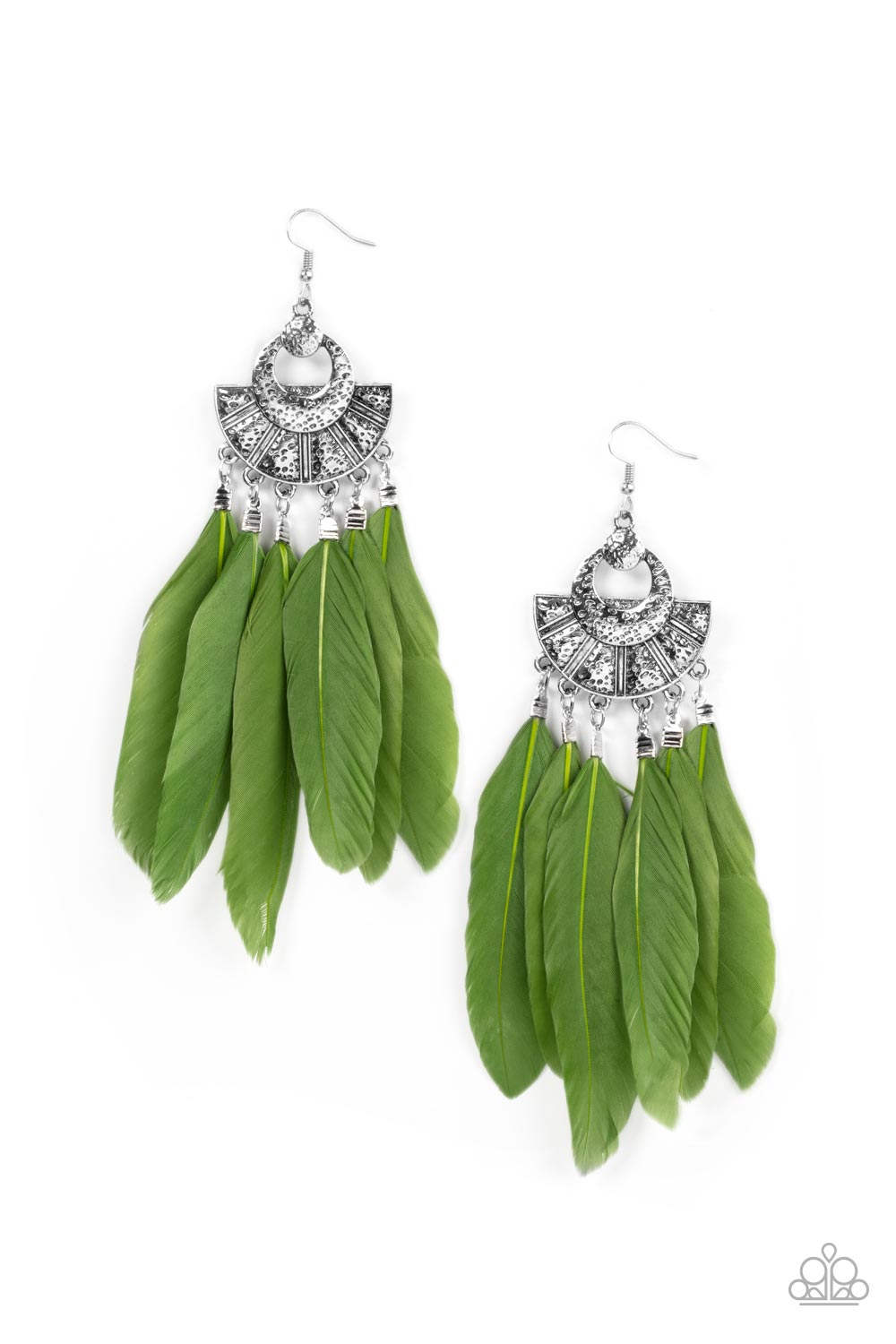 Paparazzi - Plume Paradise - Green Earrings