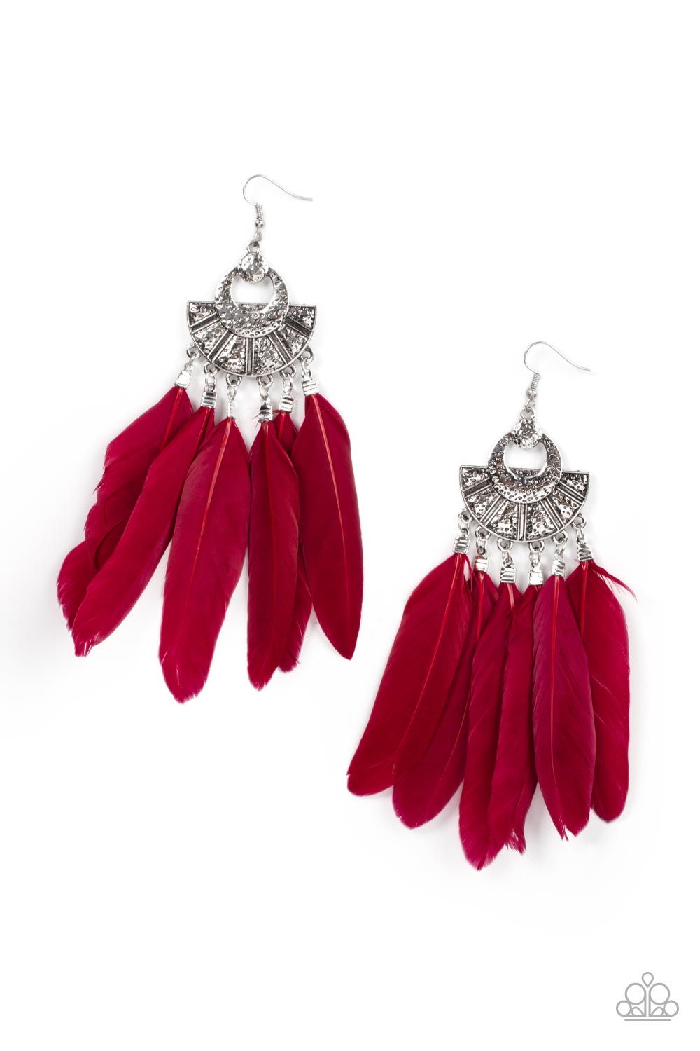 Paparazzi - Plume Paradise - Red Earrings