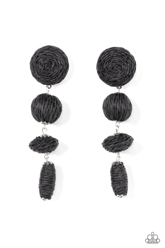 Paparazzi - Twine Tango - Black Post Earrings