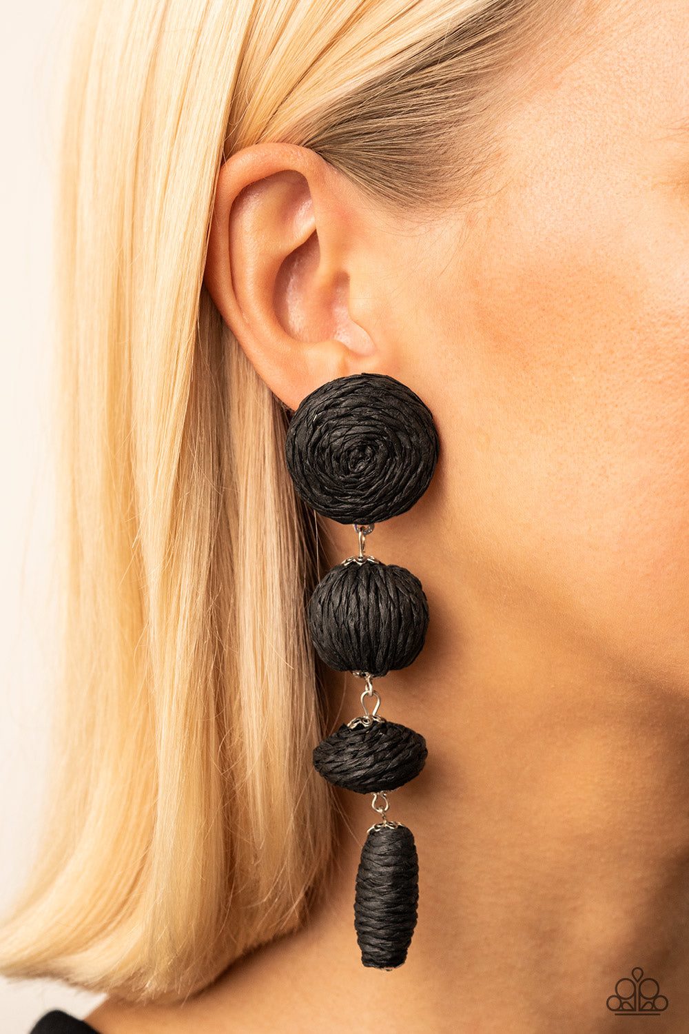 Paparazzi - Twine Tango - Black Post Earrings