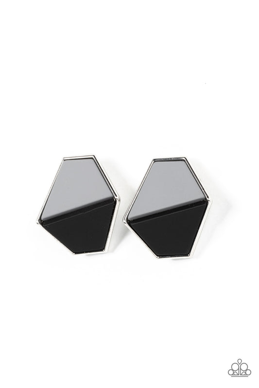 Paparazzi - Generically Geometric - Black Post Earrings