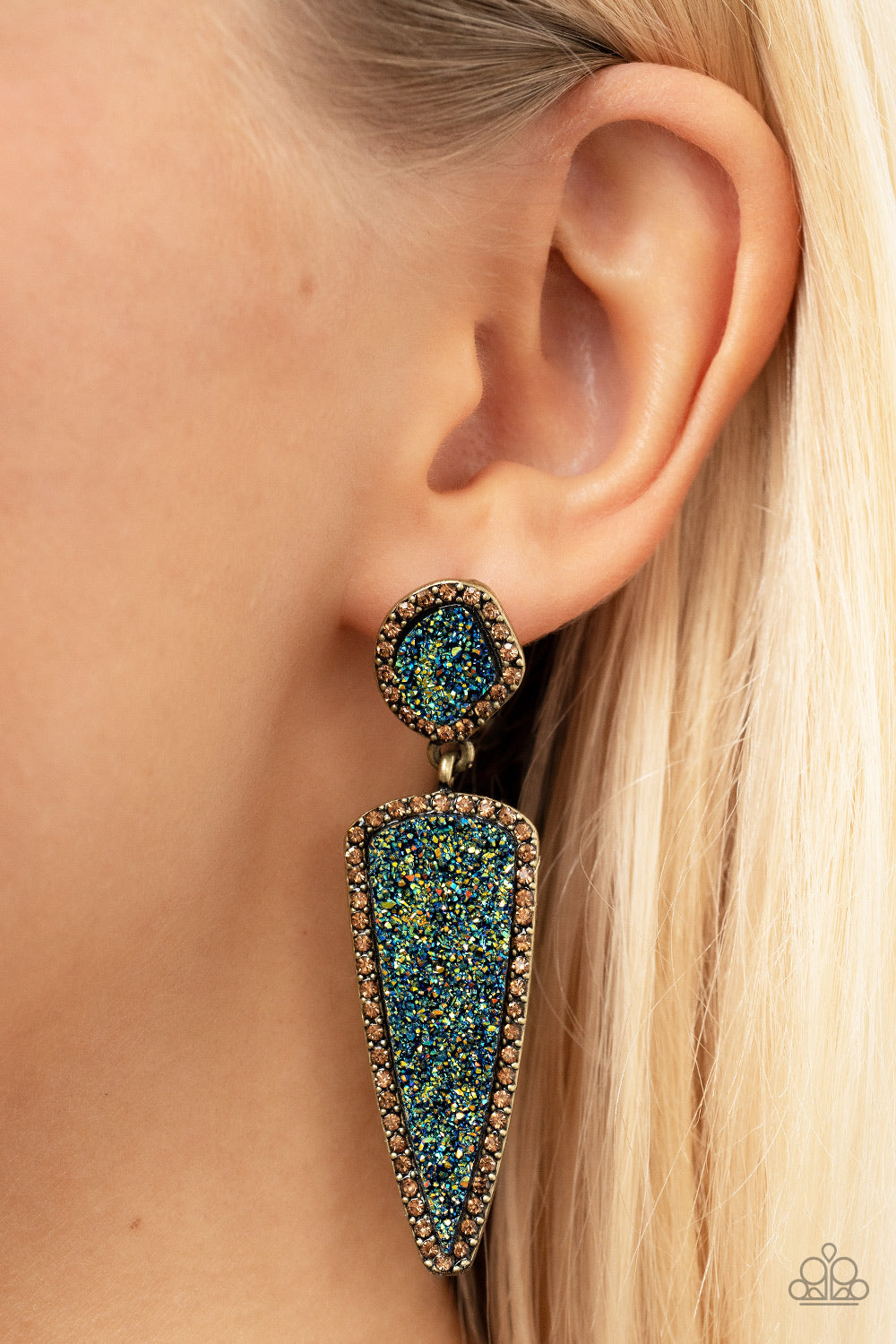 Paparazzi- Druzy Desire - Brass Earrings