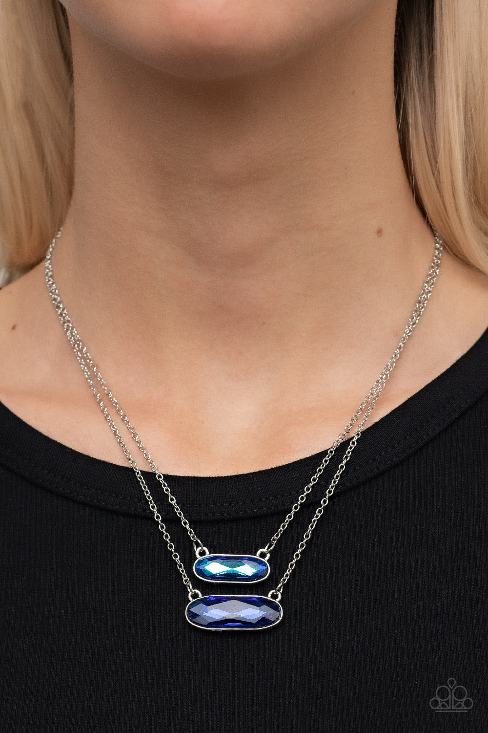 Paparazzi - Double Bubble Burst - Blue Necklace