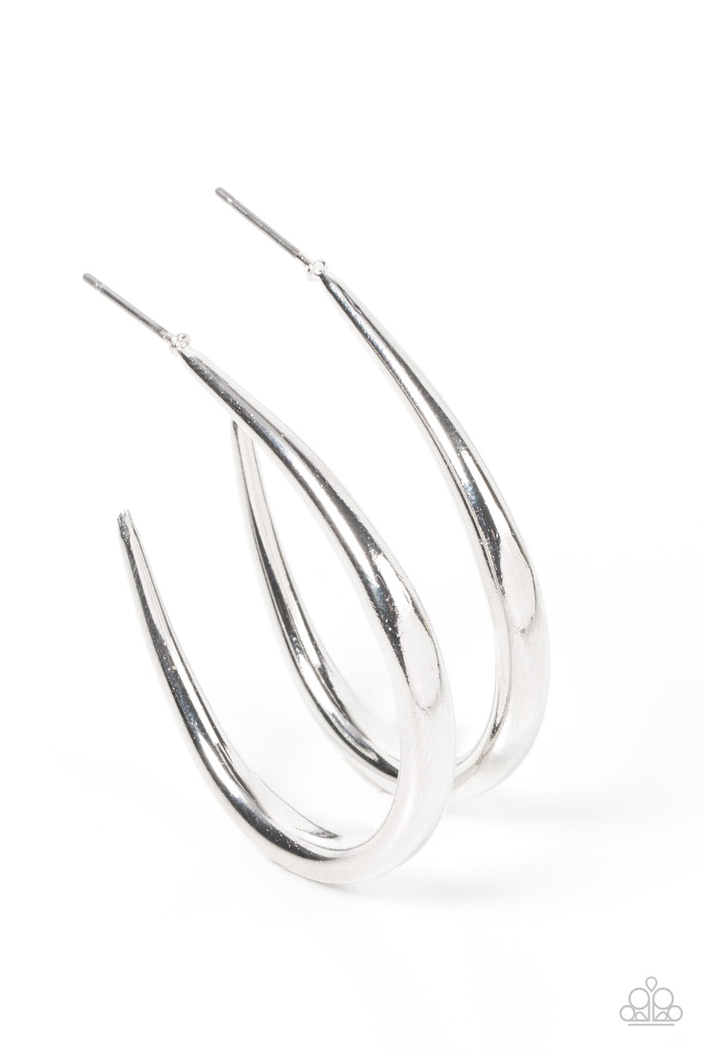 Paparazzi - CURVE Your Appetite - Silver Hoop Earrings