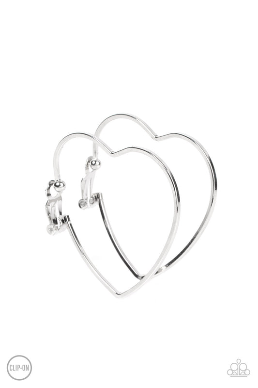 Paparazzi - Harmonious Hearts - Silver Clip-On Earrings