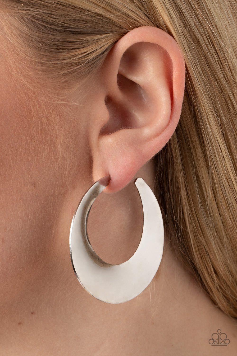 Paparazzi - Power Curves - Silver HOOP Earrings