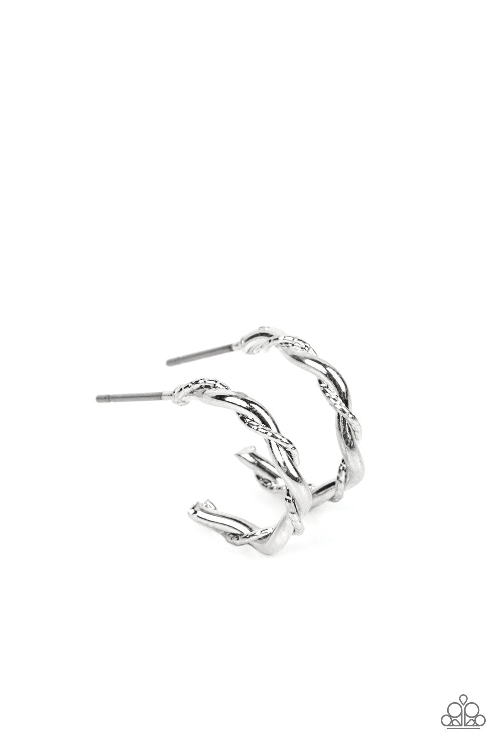 Paparazzi - Irresistibly Intertwined - Silver Hoop Earrings