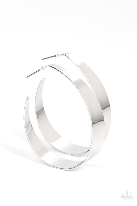Paparazzi - Flat Out Fashionable - Silver Hoop Earrings