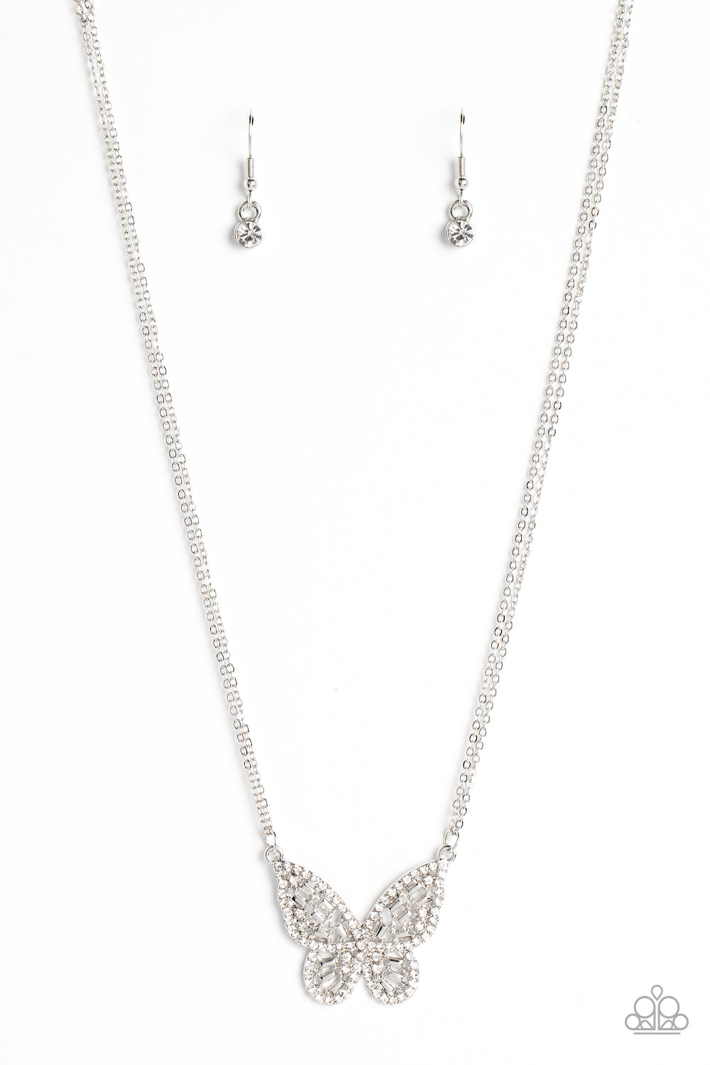 Paparazzi- Baroque Butterfly - White Necklace and Butterfly Bella White Bracelet Set