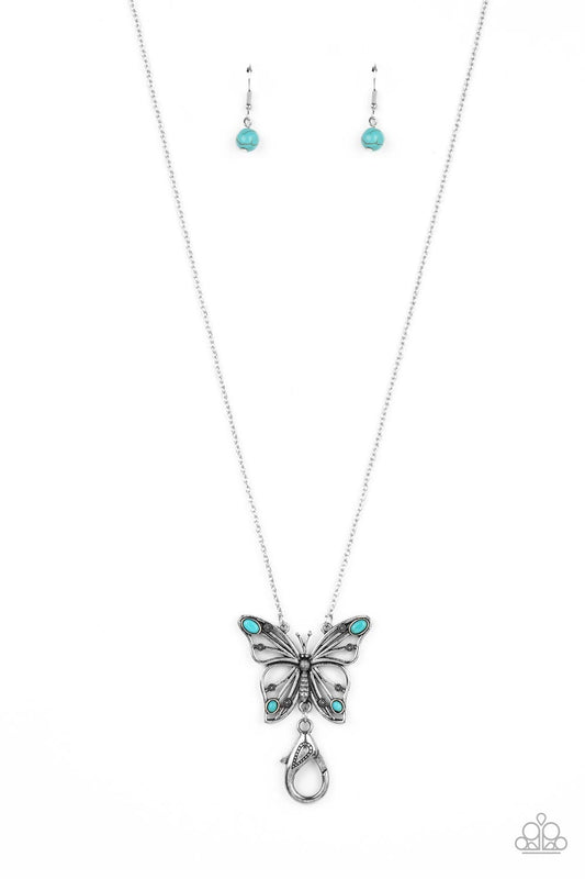 Paparazzi - Badlands Butterfly - Blue Lanyard Necklace