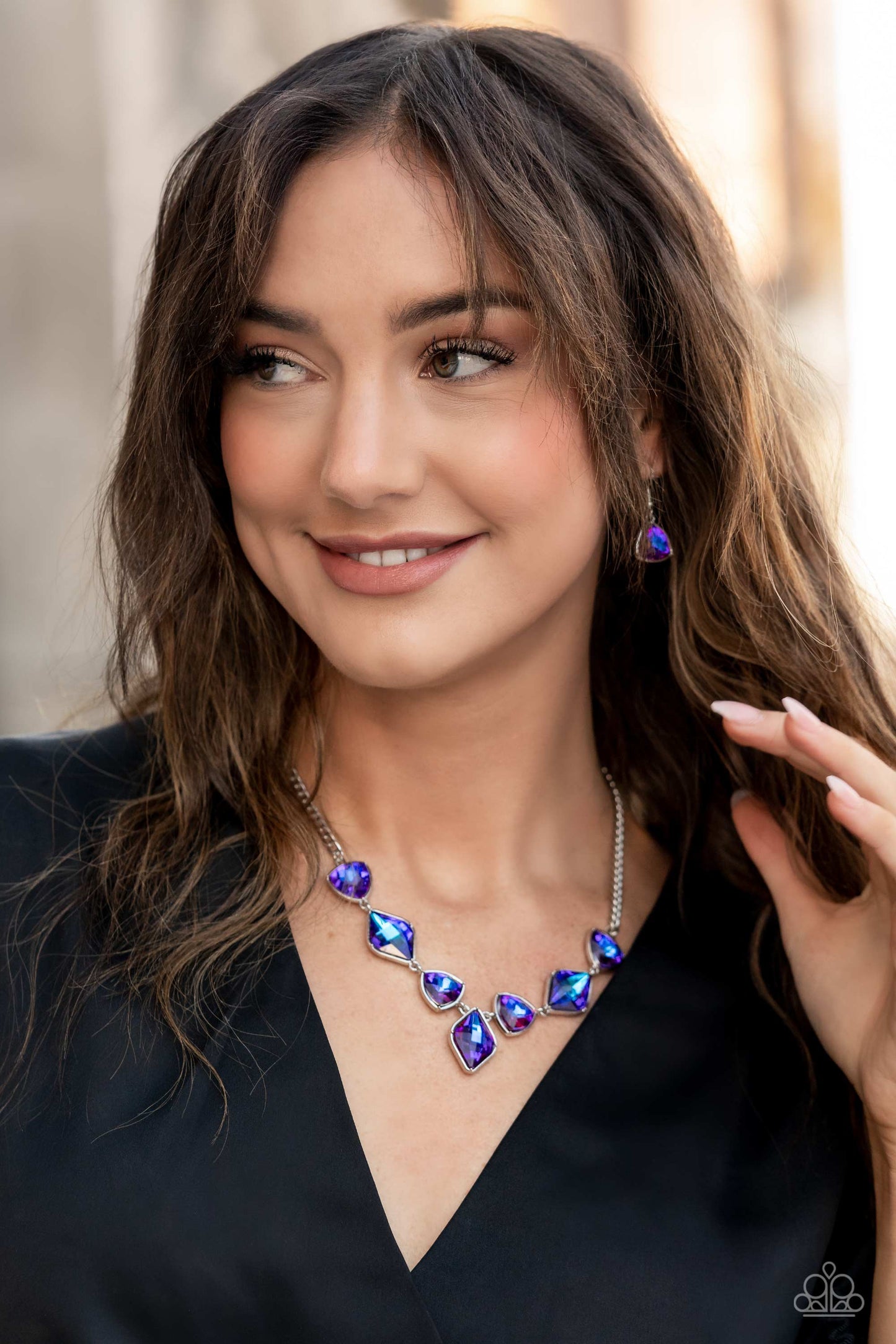 Paparazzi - Glittering Geometrics - Purple Necklace