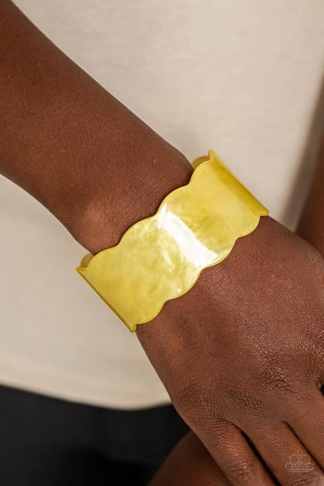 Paparazzi - Retro Ruffle - Yellow Bracelets