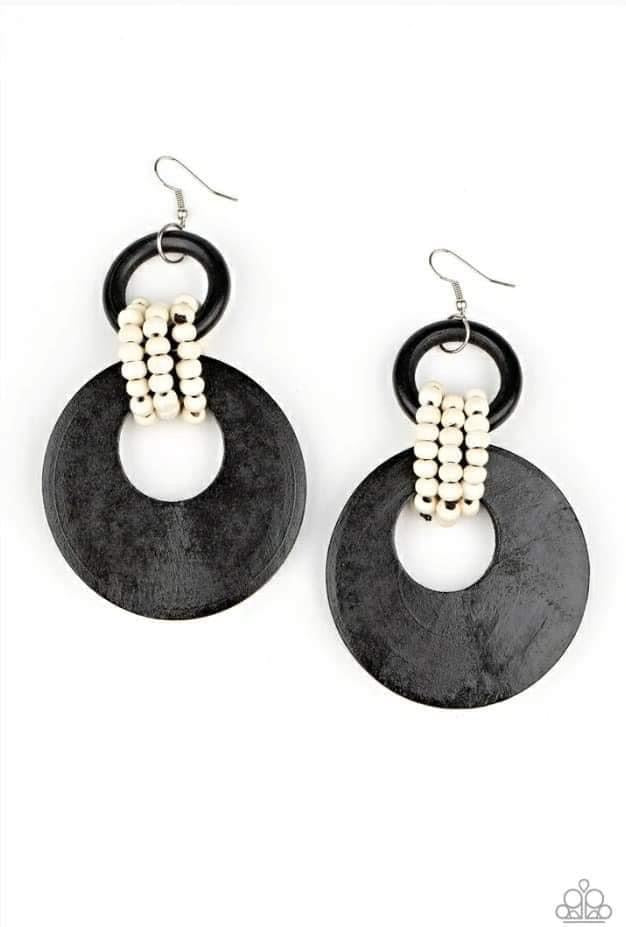 Paparazzi - Beach Day Drama - Black Earrings