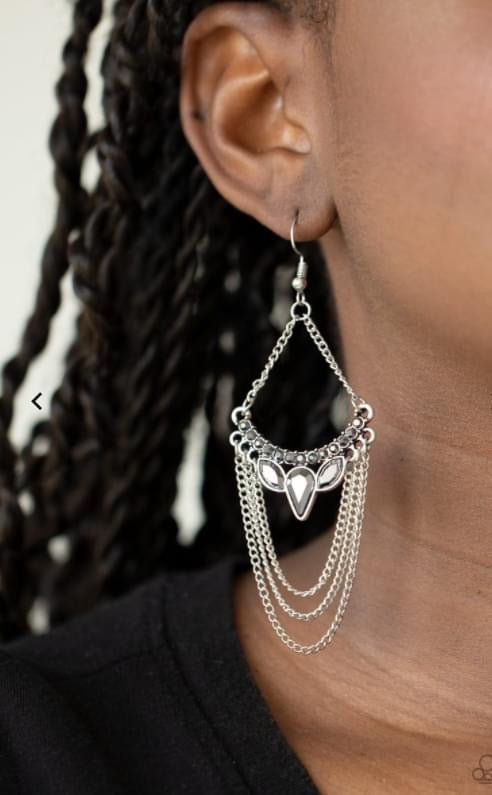 Paparazzi - Burst Into TIERS - Silver Earrings
