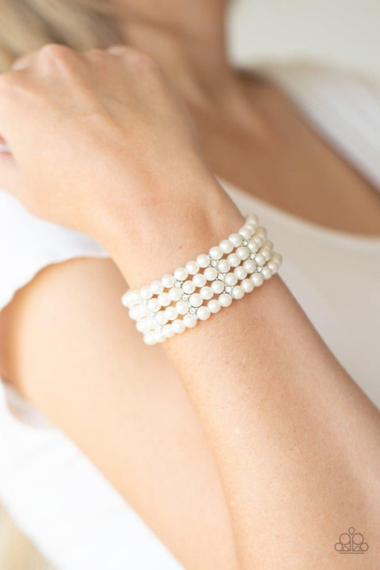 Paparazzi- Stacked to the Top White Bracelet