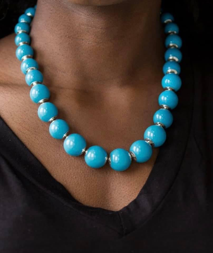 Paparazzi- Everyday Eye Candy Necklace and Candy Shop Sweetheart Bracelet- Blue.