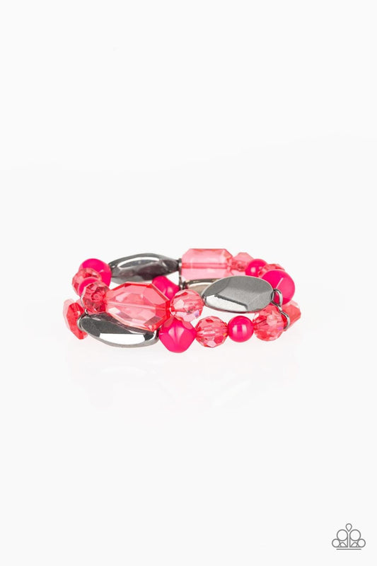 Paparazzi - Rockin Rock Candy - Pink Bracelet