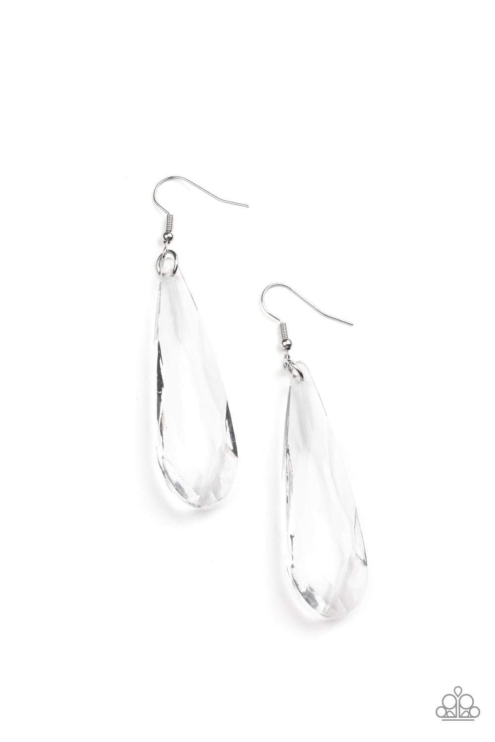 Paparazzi- Crystal Crowns - White Earrings