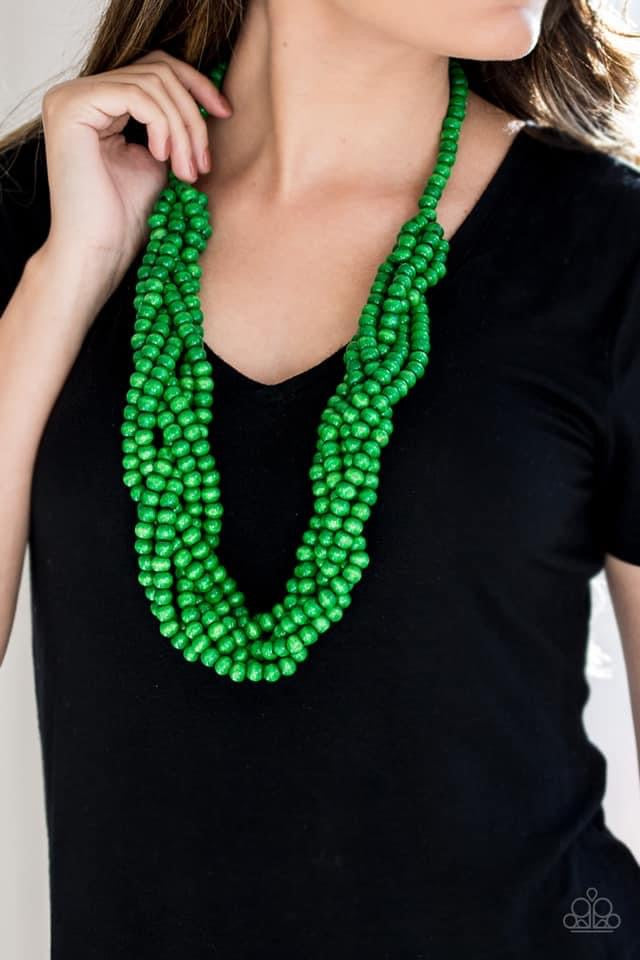 Paparazzi - Tahiti Tropic Green Necklace