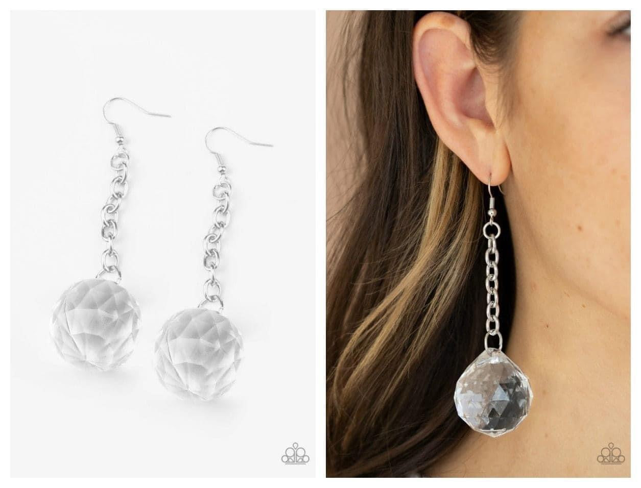 Paparazzi - Spellbound Shimmer - White Earrings