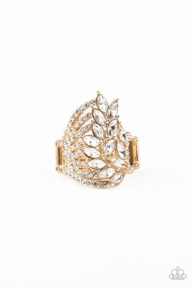 Paparazzi - October Life of the Party - Clear-Cut Cascade Gold Ring