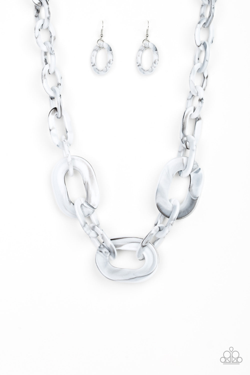 Paparazzi - All In-VINCIBLE - Silver Acrylic Necklace