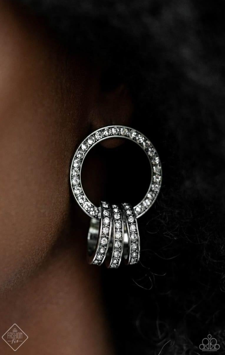 Paparazzi - Adorned Allegiance - White Post Earrings