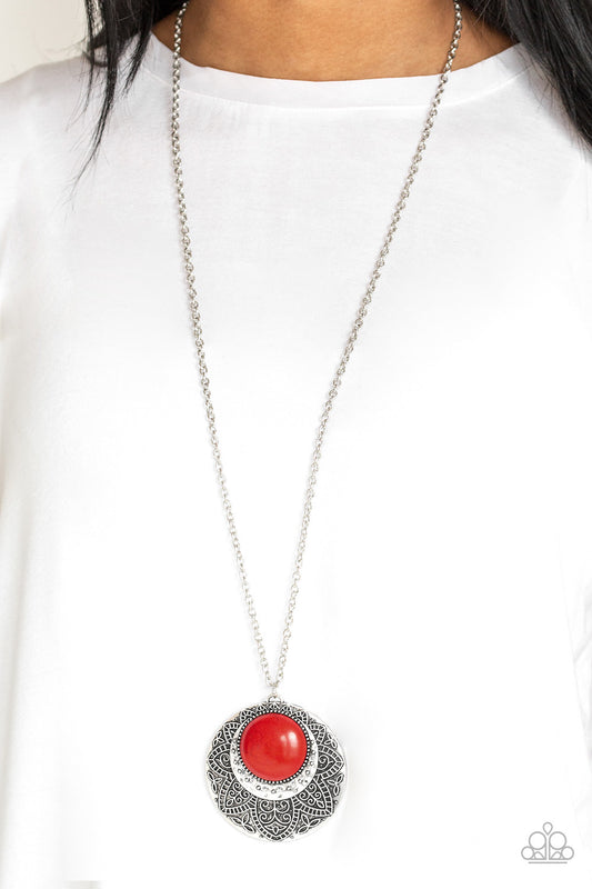 Paparazzi - Medallion Meadow - Red Necklace