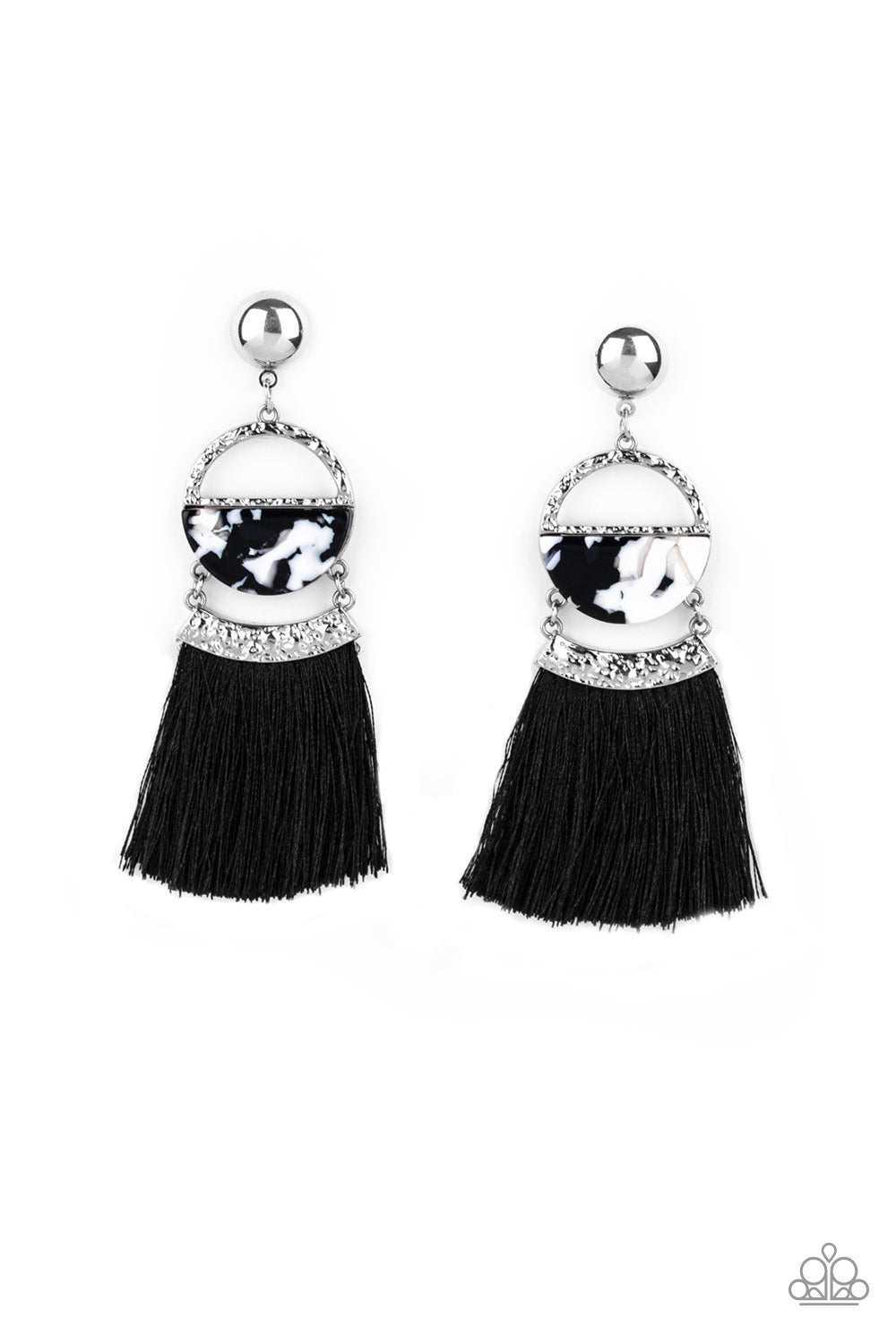 Paparazzi - Tassel Trot - Black Post Earrings